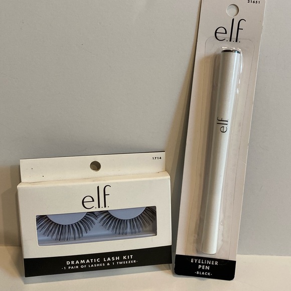 e.l.f. Dramatic Lash Kit Eyelashes & Tweezers & Black Eyeliner Pen New - Picture 1 of 10